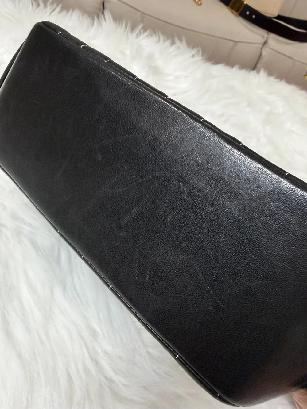 💯Authentic Chanel Black Leather Camera Shoulder Bag Silver CC Chain Charm🍀